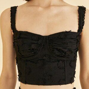 NWT FARM RIO Black 3D Flower Corset Crop Top Size Small
